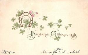 BG4511 herzlichen gluckwunsch  congratulations horseshoe germany  greetings