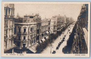 Buenos Aires Argentina Postcard Aerial View May Avenue c1920's RPPC Photo