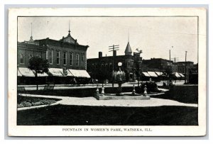 Womens Park Fountain Watseka Illinois IL UNP DB Postcard Y2