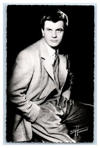 Vintage Real Photo RPPC Actor Henri Vidal Actor Original Postcard P37