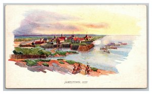 Vintage 1910's Postcard Panoramic View of Jamestown Virginia - Indians Approach