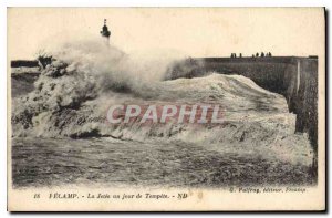 Old Postcard Fecamp La Jetee one day Tempete