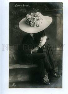 215991 KISS of Lovers HUGE HAT Vintage FASHION Photo 1909 PC