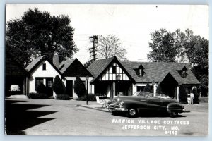 Jefferson City Missouri MO Postcard RPPC Photo Warwick Village Cottages Car 1948