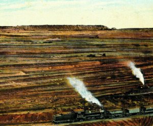 Hull Rust Mine Hibbing Minn. Minnesota Vintage Standard View Postcard Train 