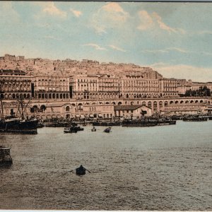 c1910s Algiers Algeria Harbor Postcard Norddeutscher Lloyd Bremen Ship Arches