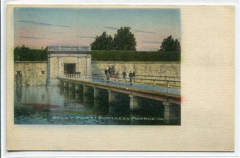 Sally Port Fortress Monroe Virginia 1910c hand colored postcard