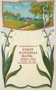 Winsch Landscape Ser. 11 Postcard Advertising First National Bank of Glidden IA