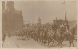 Cologne German Military Mounted Soldier Street Procession Old Postcard