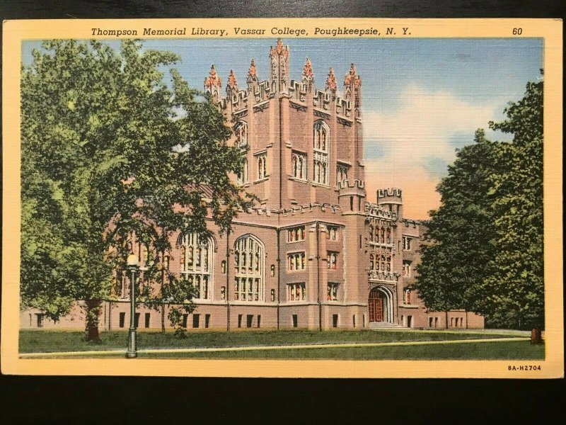 Vintage Postcard 1938 Thompson Memorial Library Vassar College Poughkeepsie NY