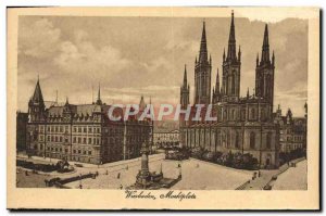 Old Postcard Wiesbaden Marktplatz