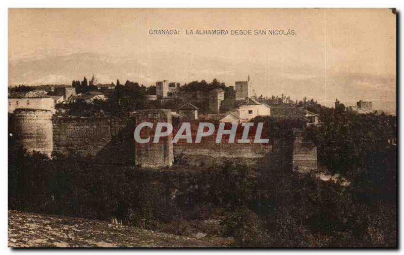 Old Postcard Espana Spain Spain Granada Alhambra desde San Nicolas