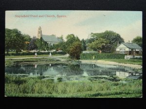 Sussex STAPLEFIELD St Mark's Church & Pond - Old Postcard by A.H. Homewood