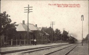 Coumbiaville Michigan MI RR Train Station Depot VERY SCARCE VERSION Postcard