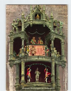 Postcard Carillon on the tower of the New Townhall Munich Germany