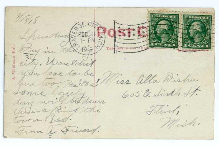 D/B Winter's Beauty near Traverse City Michigan MI 1918