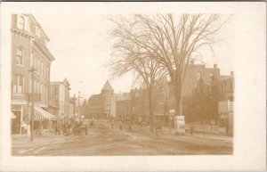 RPPC Southbridge MA Mass Main Street Businesses Homes Wagons People Postcard W14