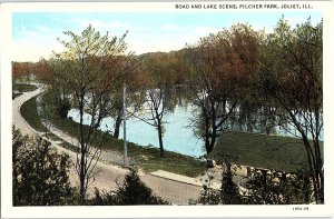 Postcard PARK SCENE Joliet Illinois IL AI2244