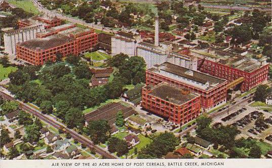 Michigan Battle Creek Air View Of the 40 Acre Home Of Post Cerals 1957