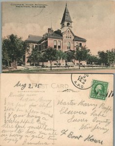 COOPER HIGH SCHOOL NEWTON KANSAS ANTIQUE 1915 POSTCARD