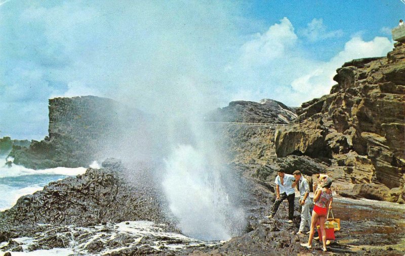 BLOWHOLE Oahu, Hawaii c1960s Chrome Vintage Postcard