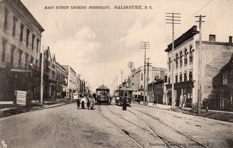 12344 Trolleys on Main Street, Salisbury, North Carolina 1908