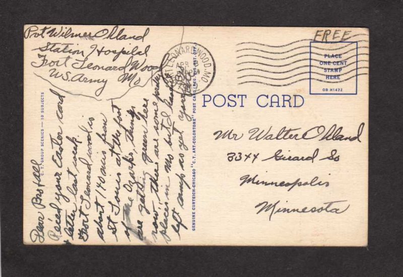 MO Greetings From the Ozarks Linen Postcard