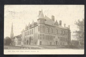 AURORA ILLINOIS EAST SIDE HIGH SCHOOL BUILDING 1917 VINTAGE POSTCARD