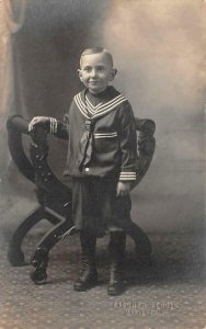 RPPC 5 YEAR OLD BOY SAILOR SUIT MARIETTA OHIO STUDIO REAL PHOTO POSTCARD (1914)