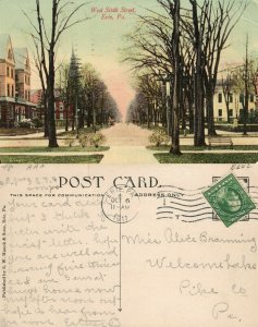 ERIE PA WEST SIXTH STREET 1911 ANTIQUE POSTCARD