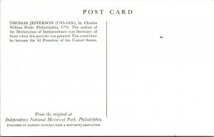 Portrait of Thomas Jefferson by Charles Willson Peale UNP Chrome Postcard E4 