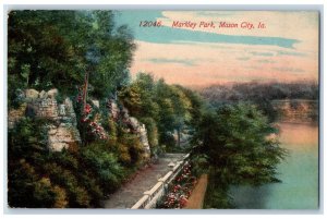 c1950's Markley Park Lake River Pathways Grove View Mason City Iowa IA Postcard