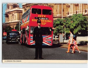 Postcard London Policeman & London Bus London England