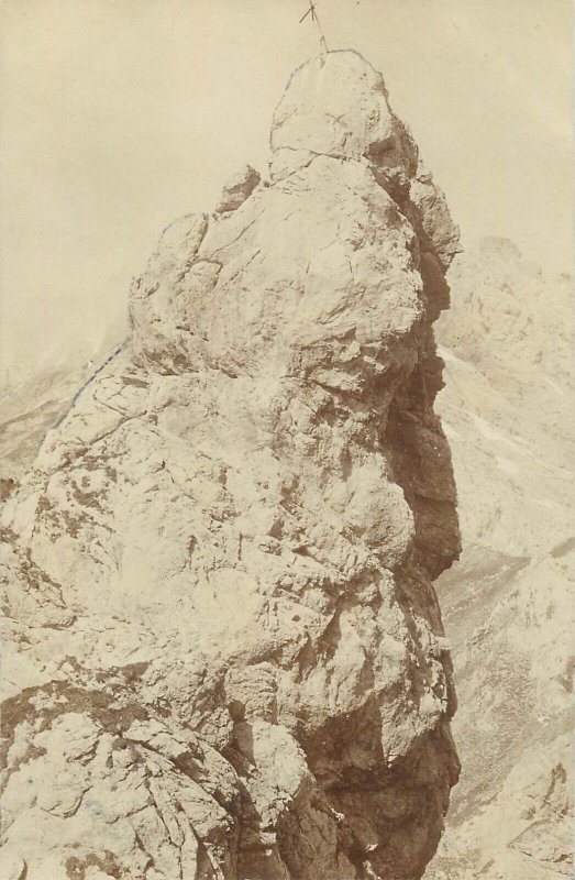 Mountaineering Austria mountain peak 1905 real photo postcard