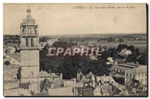 Old Postcard Loches La Tour Saint Antoine view Station