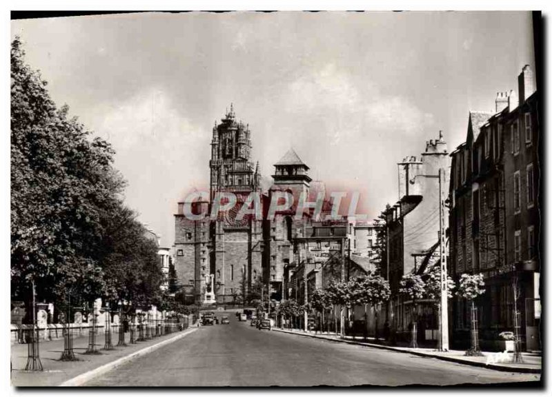 Postcard Modern Rodez The Cathedral and Avenue Victor Hugo