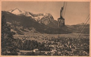 Vintage Postcard Cable Car To The Wank Near Garmisch-Partenkirchen Germany