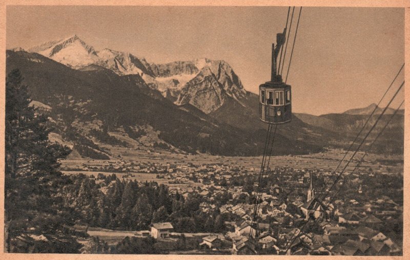 Vintage Postcard Cable Car To The Wank Near Garmisch-Partenkirchen Germany