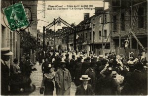 CPA Flers Orne - Fetes du 17 Juillet 1910 Rue Domfront (800420)