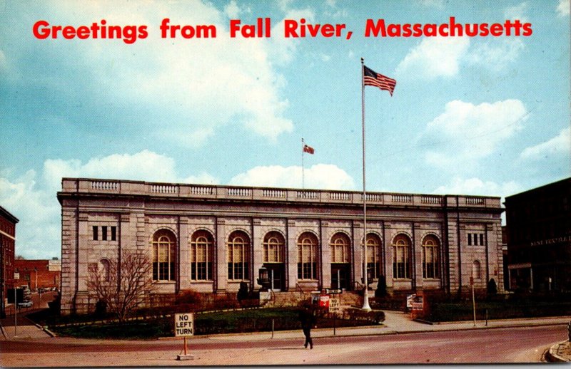 Massachusetts Fall River Greetings Showing Post Office and Customs House