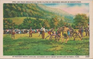 Postcard Ani Tsagi Being Played by Cherokee Indians Reservation NC