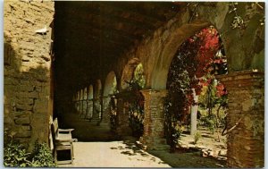 Postcard - Colorful view of the front corridor - Mission San Juan Capistrano, CA