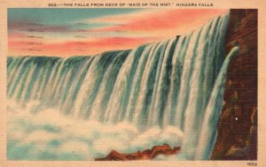 Vintage Postcard 1949 Falls from Deck of Maid of the Mist Niagara Falls New York