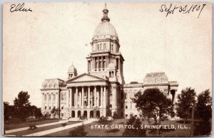 1907 State Capitol Springfield Illinois IL Building Antique Posted Postcard