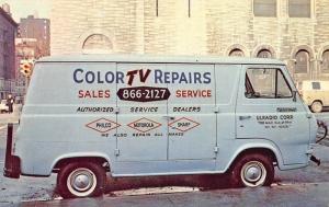 New York NY Ulradio Corp. Color TV Repairs Sales Delivery Truck Postcard