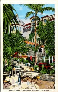 Vtg 1940s Spanish Patio Mission Inn Riverside California CA Linen Postcard