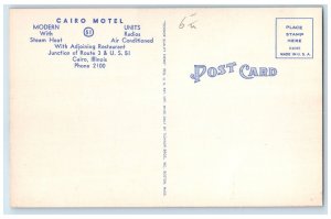 c1940's Cairo Motel & Restaurant Cottages Multiview Cairo Illinois IL Postcard