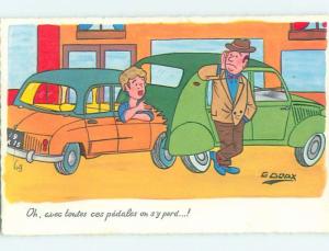 1964 comic foreign signed CAR ACCIDENT BETWEEN MAN AND WOMAN HL9820