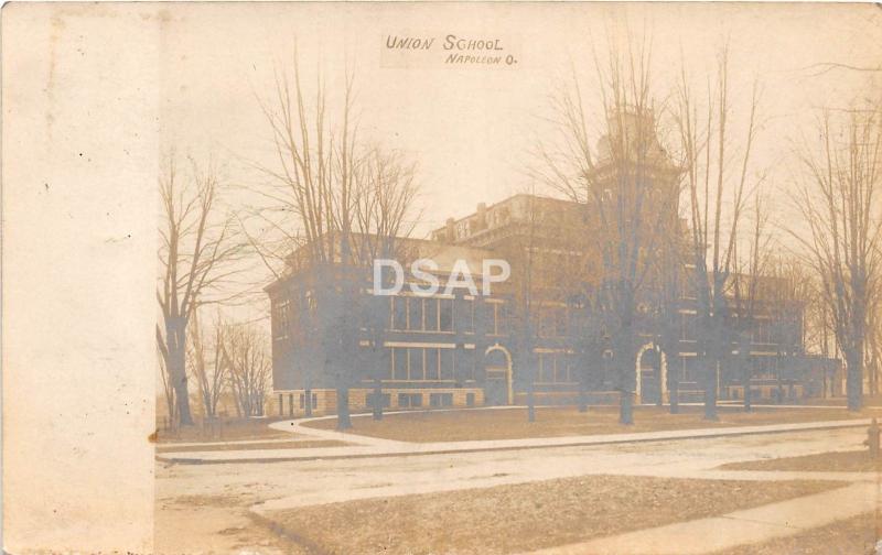Ohio Postcard Real Photo RPPC 1909 NAPOLEON Union School Building