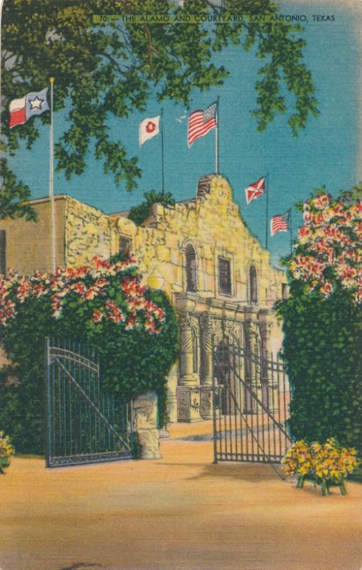 San Antonio TX, Texas - Courtyard at The Alamo - Linen